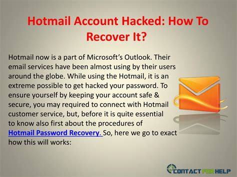 How to recover a hacked hotmail account .
